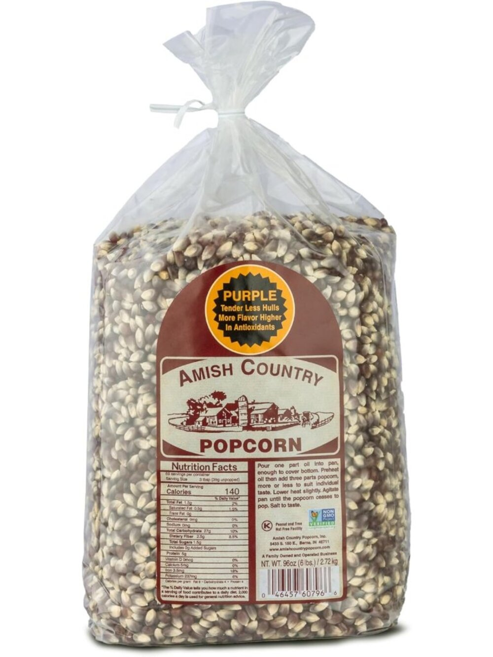 Non-GMO Purple Popcorn Kernels, 6LB Bag - Gluten Free, Old Fashioned Snack Treat